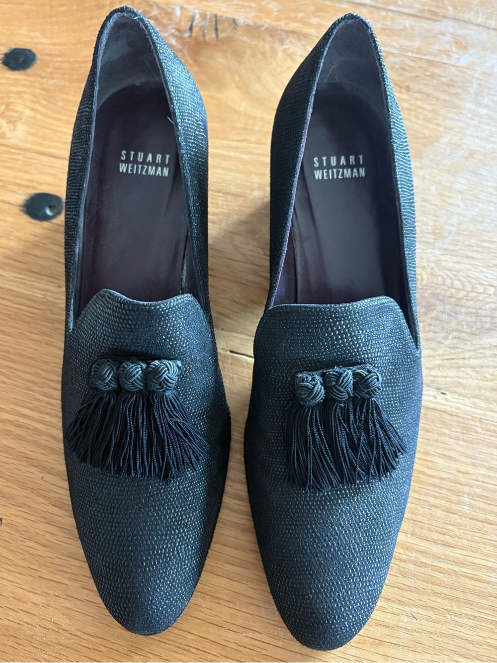 Stuart Weitzman Black Tassel Loafers - Women's